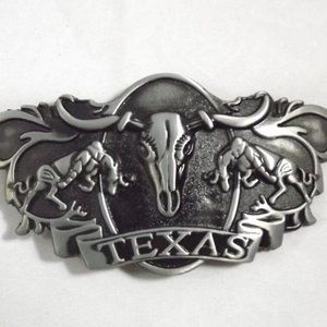 Texas Steer Skeleton Head Novelty Statement Belt Buckle